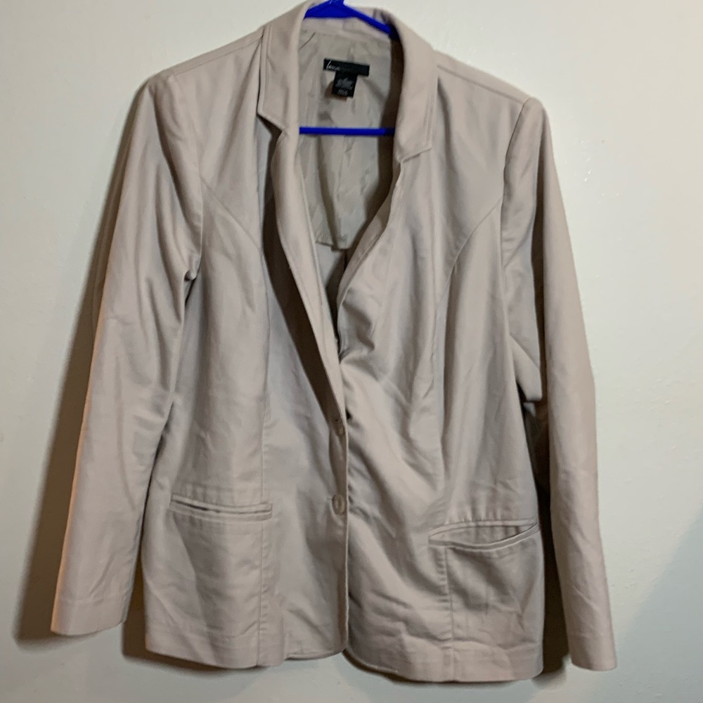 Lane Bryant Blazer Size 18 Tan Cotton Blend Career Jacket Basic Normcore Preppy